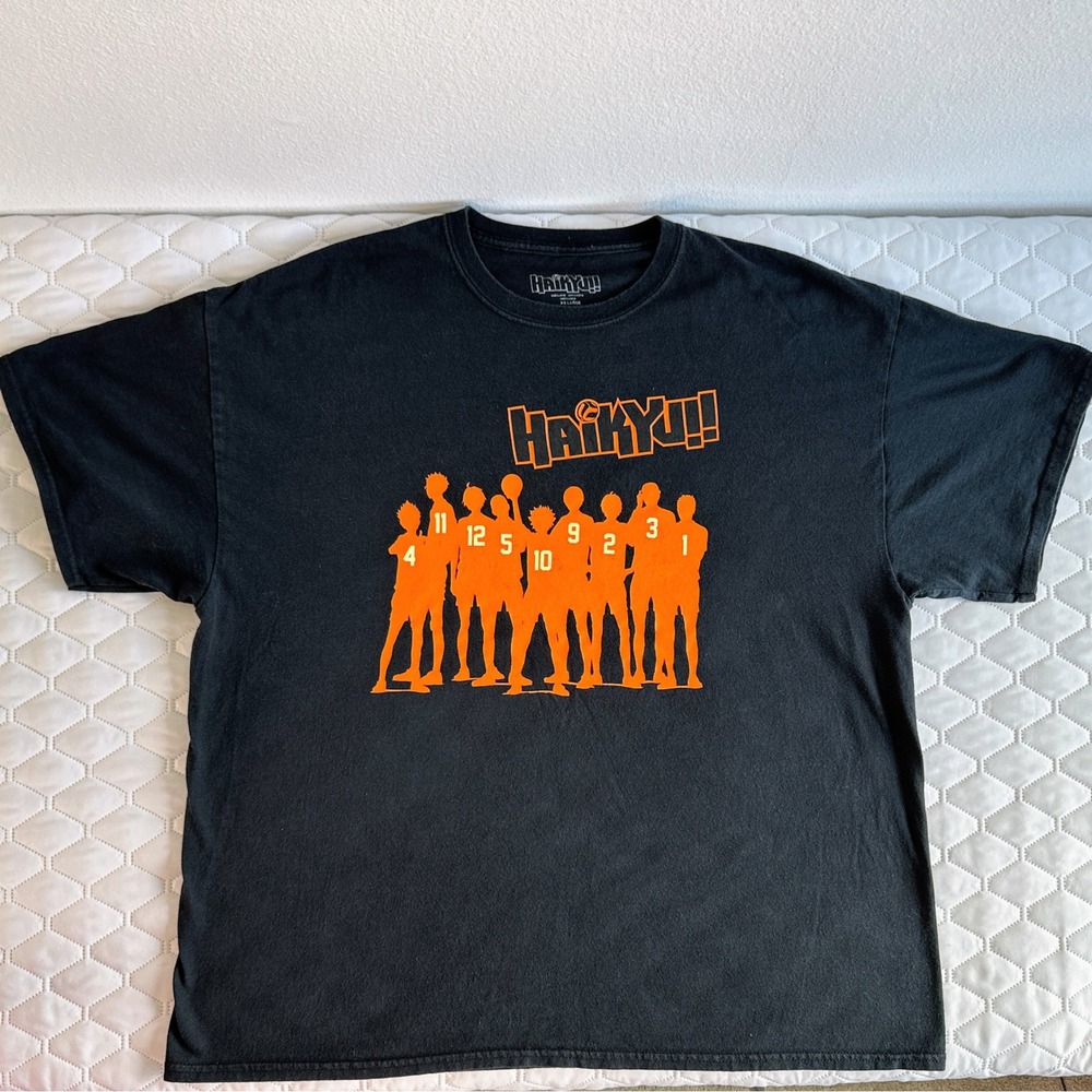 Haikyuu!! Karasuno Team Graphic Tee Men's XXL Black Orange Official Crunchyroll